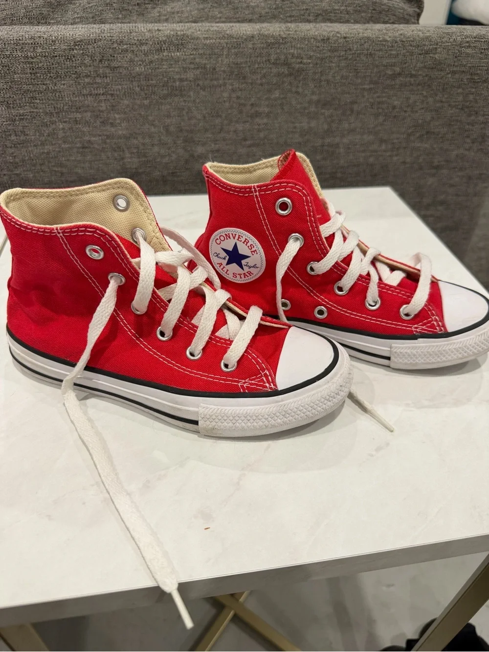 Converse Little Kids' High Top Sneakers in Red and White